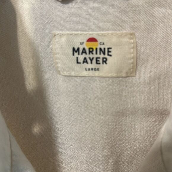 Marine Layer Embroidered Resort Shirt Men’s large  Button Up Short Sleeve Palms - Picture 3 of 12